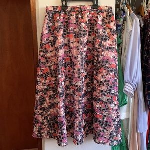Sam Edelman Floral High Waisted Midi Organza Skirt 10